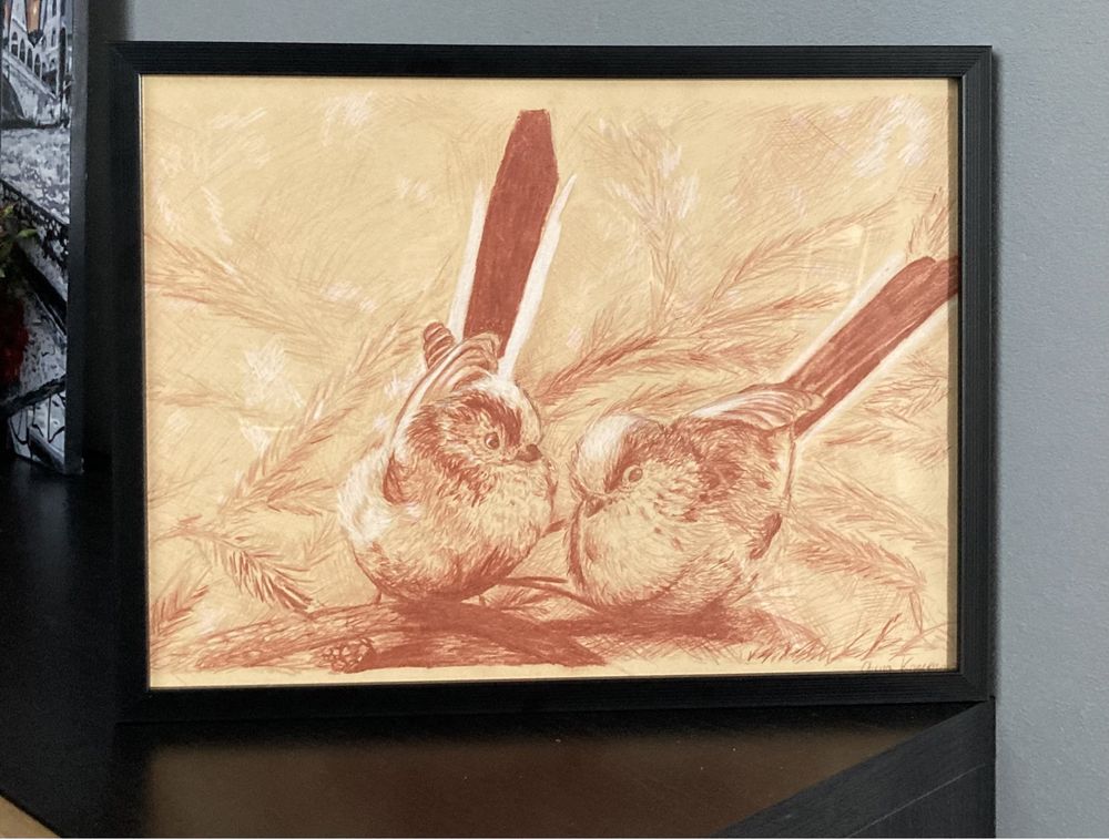 Obraz ręcznie malowany technika sepia rozm 30x40 cm