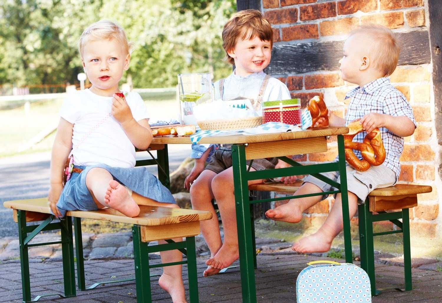Ławka i stół dla dzieci na imprezy plenerowe Pinolino „Sepp”, 3 części