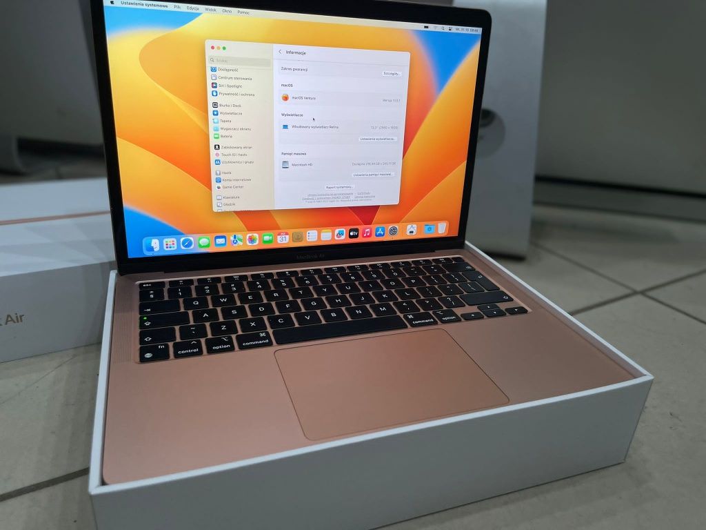 MACBOOK AIR m1 A2337 Rose Gold igla 110cykli z salonu

w zestawie: pud