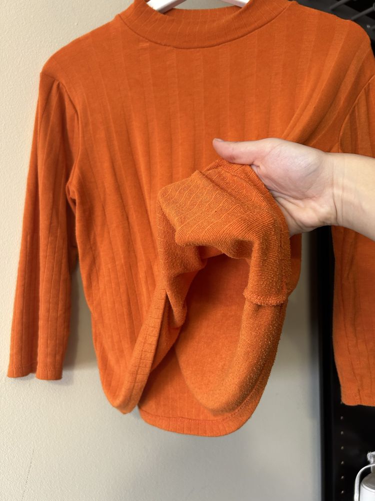 Camisola manga 3/4 meia gola laranja stradivarius