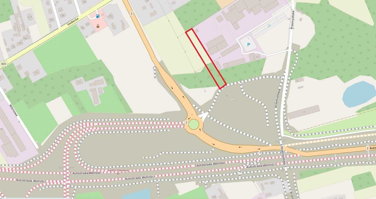 Działka przy samym zjeździe z węzła A2 Siedlce-Południe