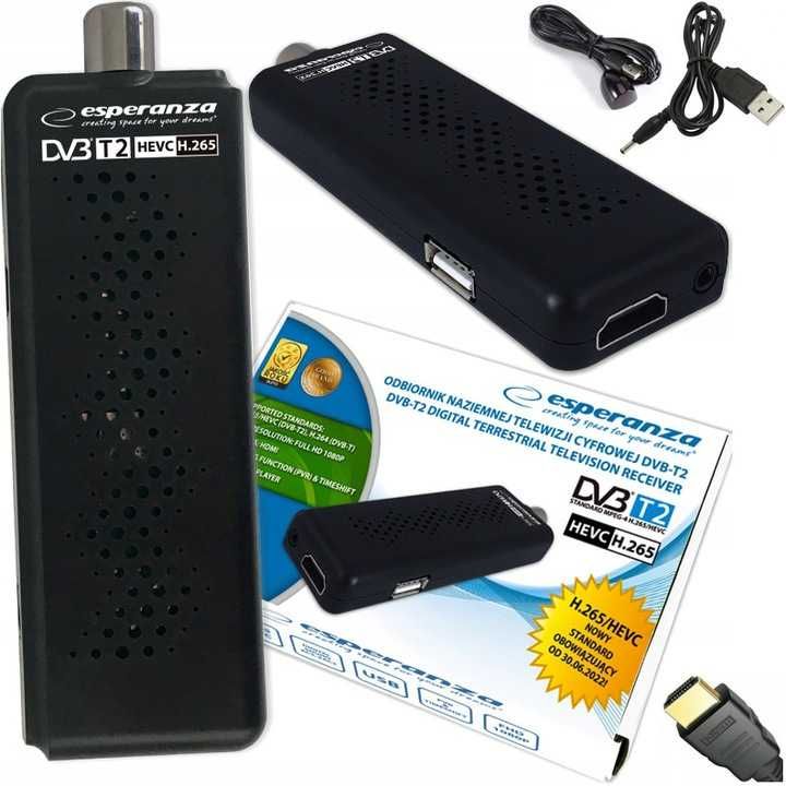 Tuner dekoder DVB-T2 HEVC H.265 z+ Kabel HDMI