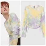 H&M Tie-dye top w prążki rozmiar XS bawełna