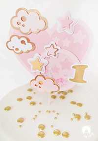 Topper shaker box różowe serduszko dekoracja tortu