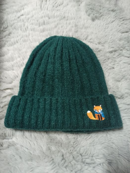 Eloy Czapka ciepła butelkowa zieleń lisek beanie