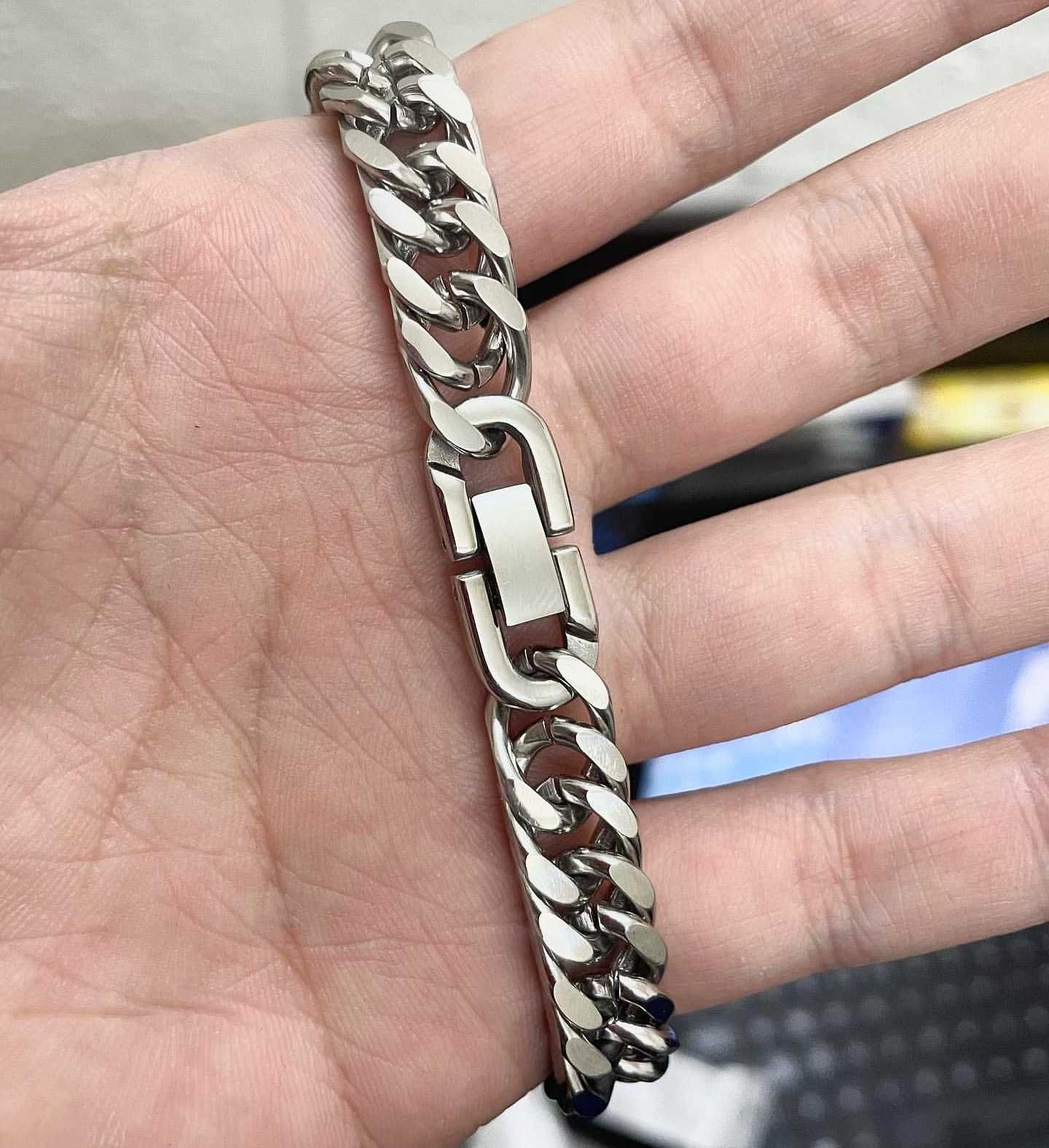 Мужской серебряный браслет стальной, мужская цепочка цепь на руку