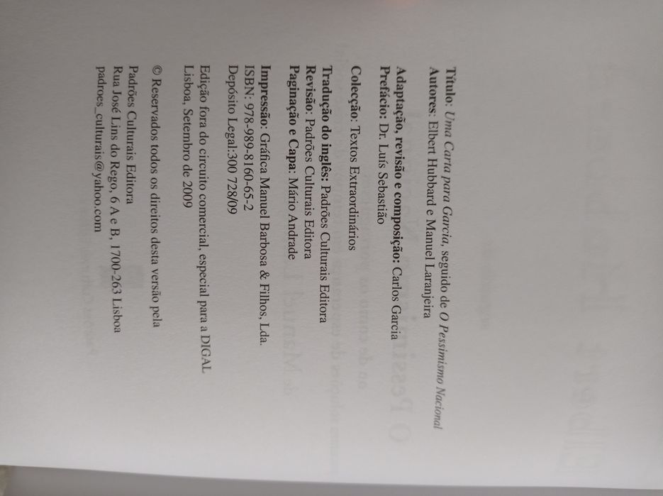 Uma carta para Garcia, seguido de O pessimismo nacional
