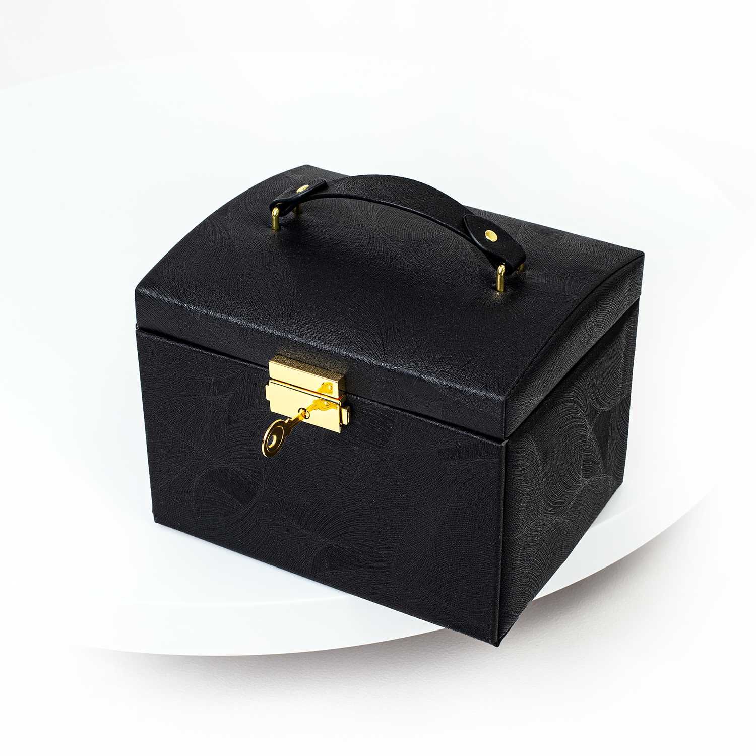 Kuferek na biżuterię z lusterkiem pojemna szkatułka PB04 czarny
