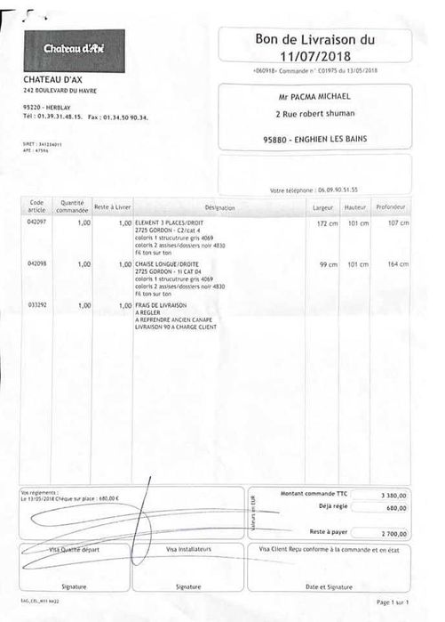 Sofa chaise longue em curo marca «Château d’Ax » (contacto por e-mail)