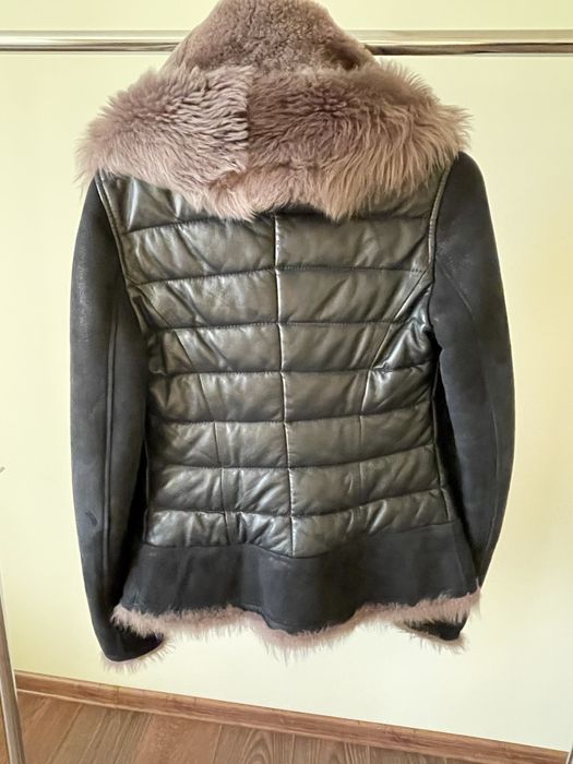 Укорочена натуральна шкіряна дублянка куртка