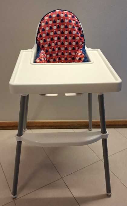 Krzesełko ANTILOP Ikea + podnóżek, tacka, poduszka na oparcie