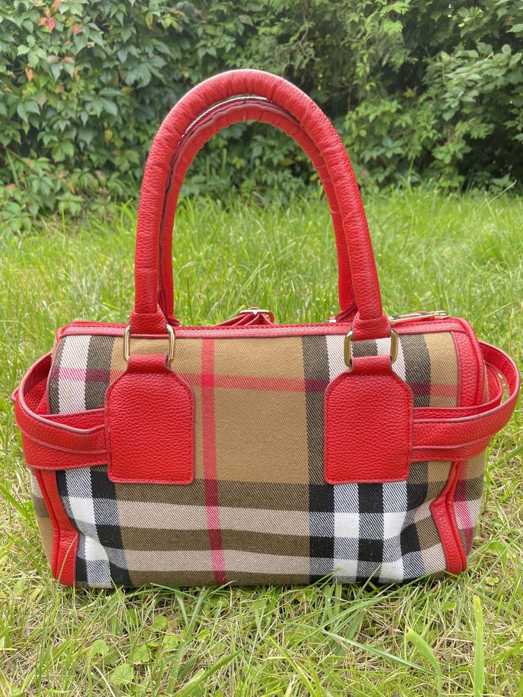 Burberry torebka do ręki czerwona wzorzysta oryginalna elegancka