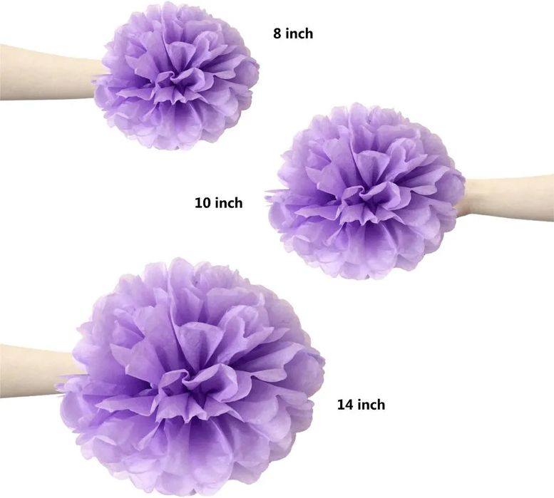 Pompony papier bibułowy 15szt. Ozdoby dekoracje sparking dream