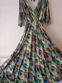Piękna sukienka Mosquito w pawie pióra