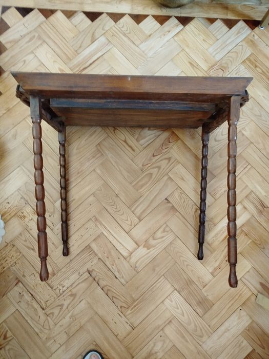 Mesa Vintage 1930 Bandeja Ango Indiana com incrustações em latão