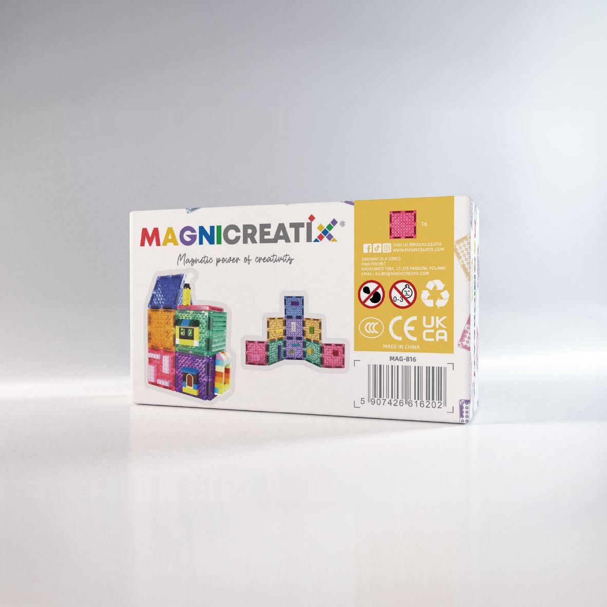 Klocki magnetyczne kompatybilne z LEGO® PASTEL 16 el. MAGNICREATIX