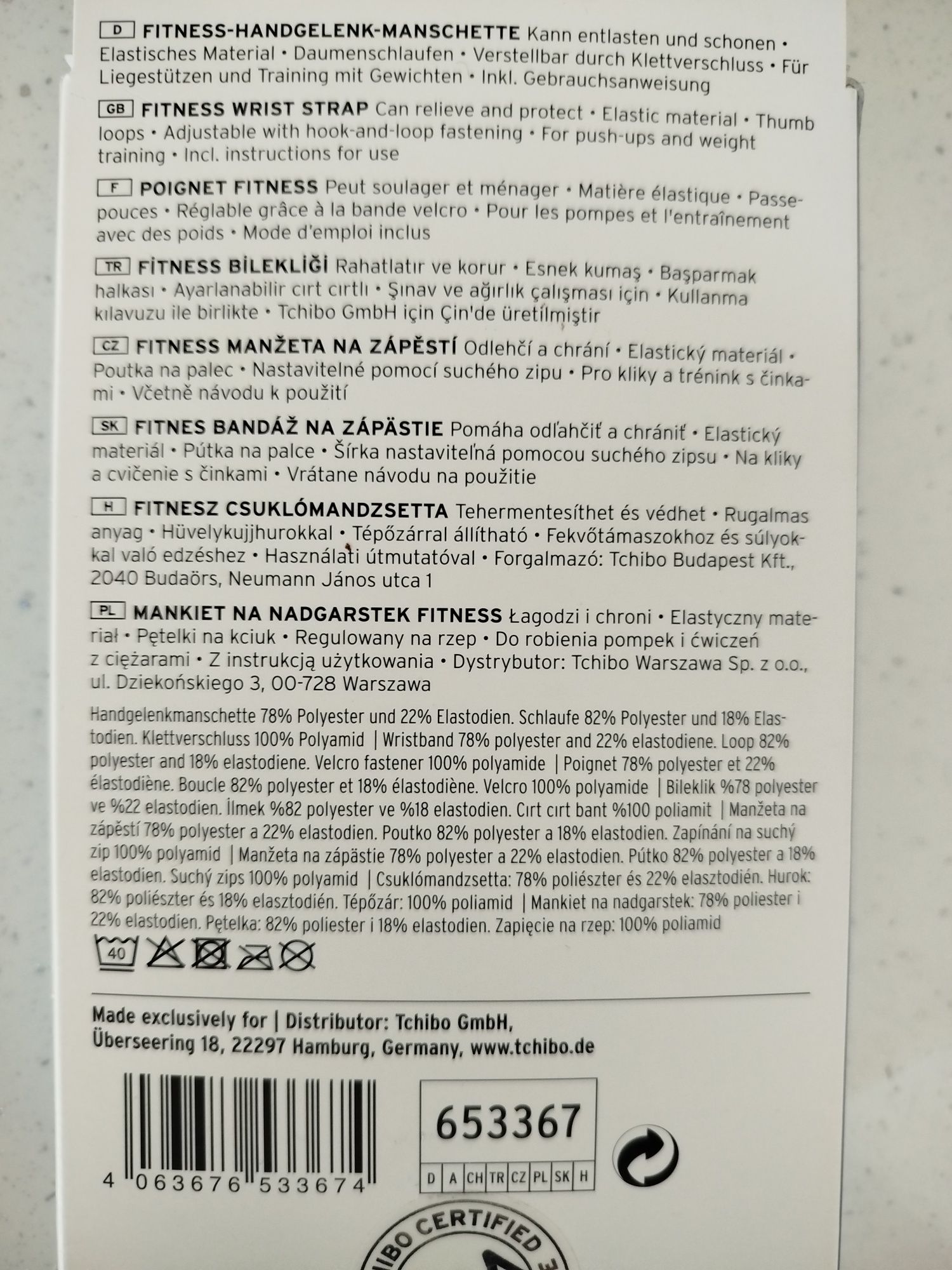 Mankiety, frotki, ściągacz na nadgarstek Tchibo Fitness