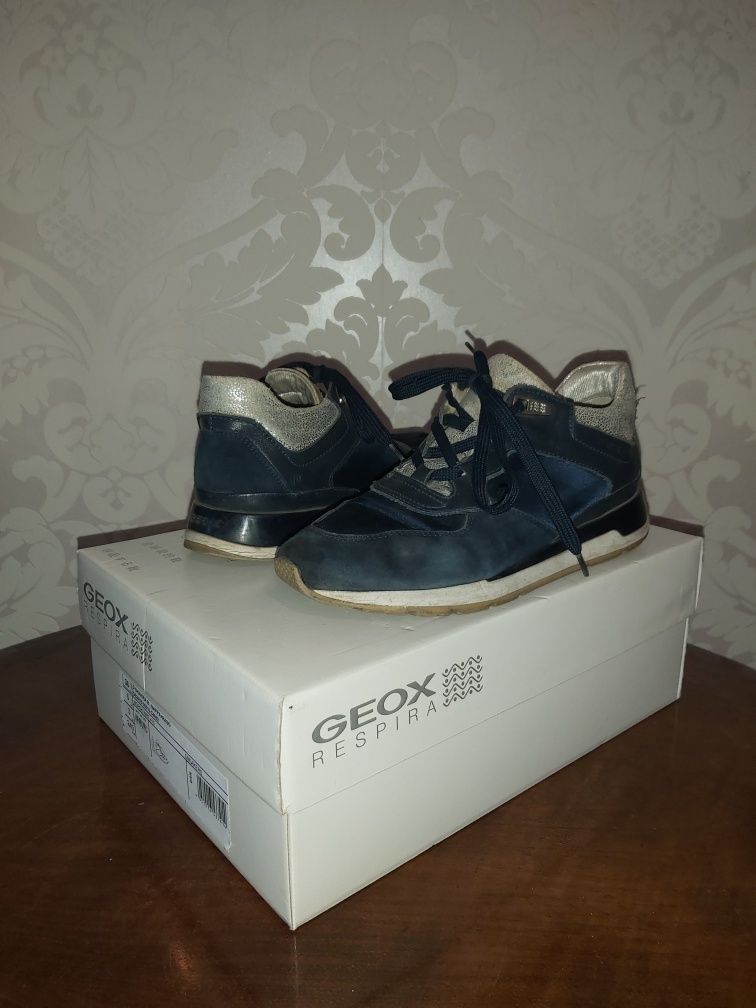 Sneakersy Geox 37 36 granatowe srebrne