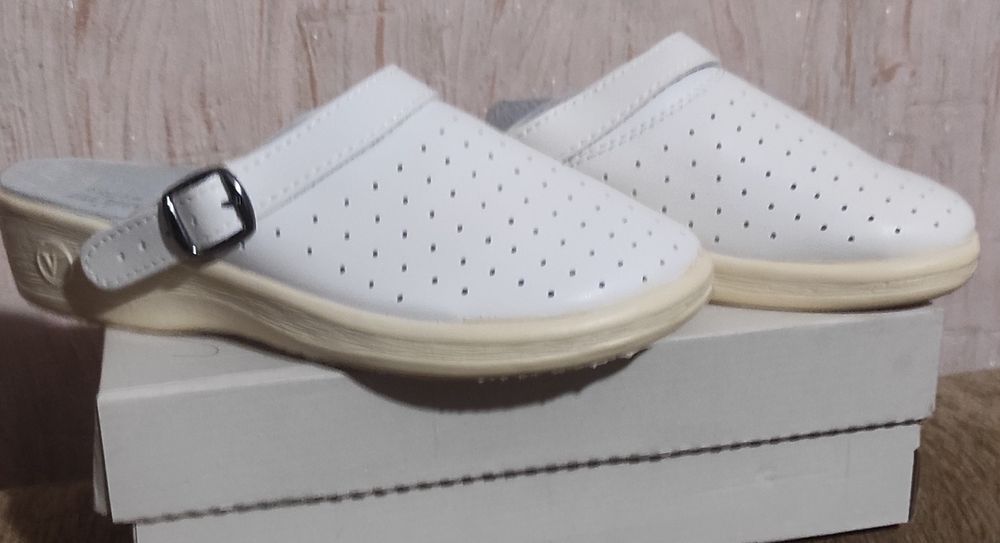 Сабо женские белые, кожаные 41р