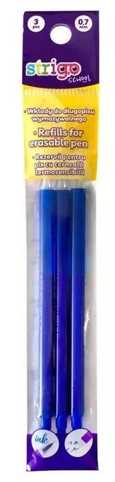Wkłady do długopisów wymazyw. 0,7mm 3szt STRIGO. Strigo. Nowy Produkt