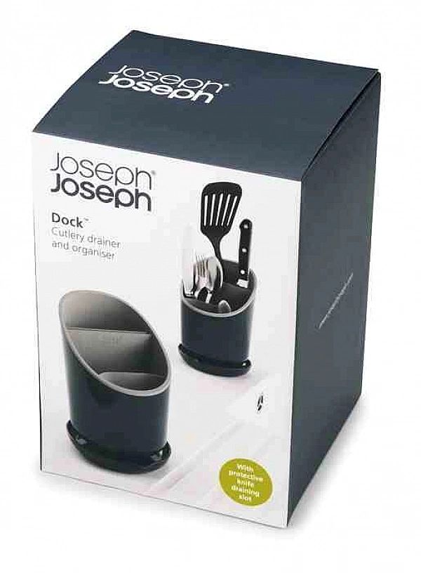 Ociekacz na sztućce Dock, szary / Joseph Joseph