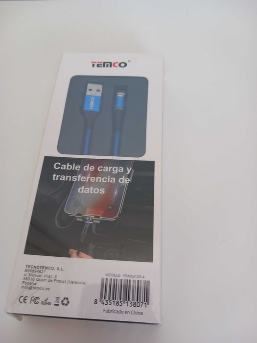 Cabo de Carregamento Magnético Micro USB 3 em 1