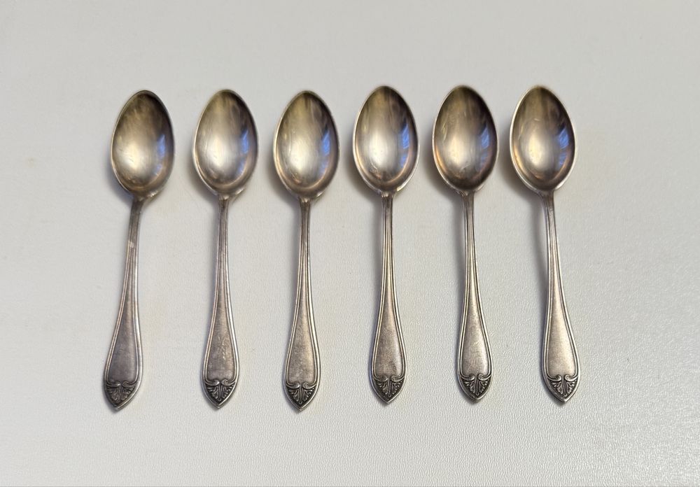 Stare łyżeczki posrebrzane do mokki wzór francuski WSW Fraget 6 sztuk
