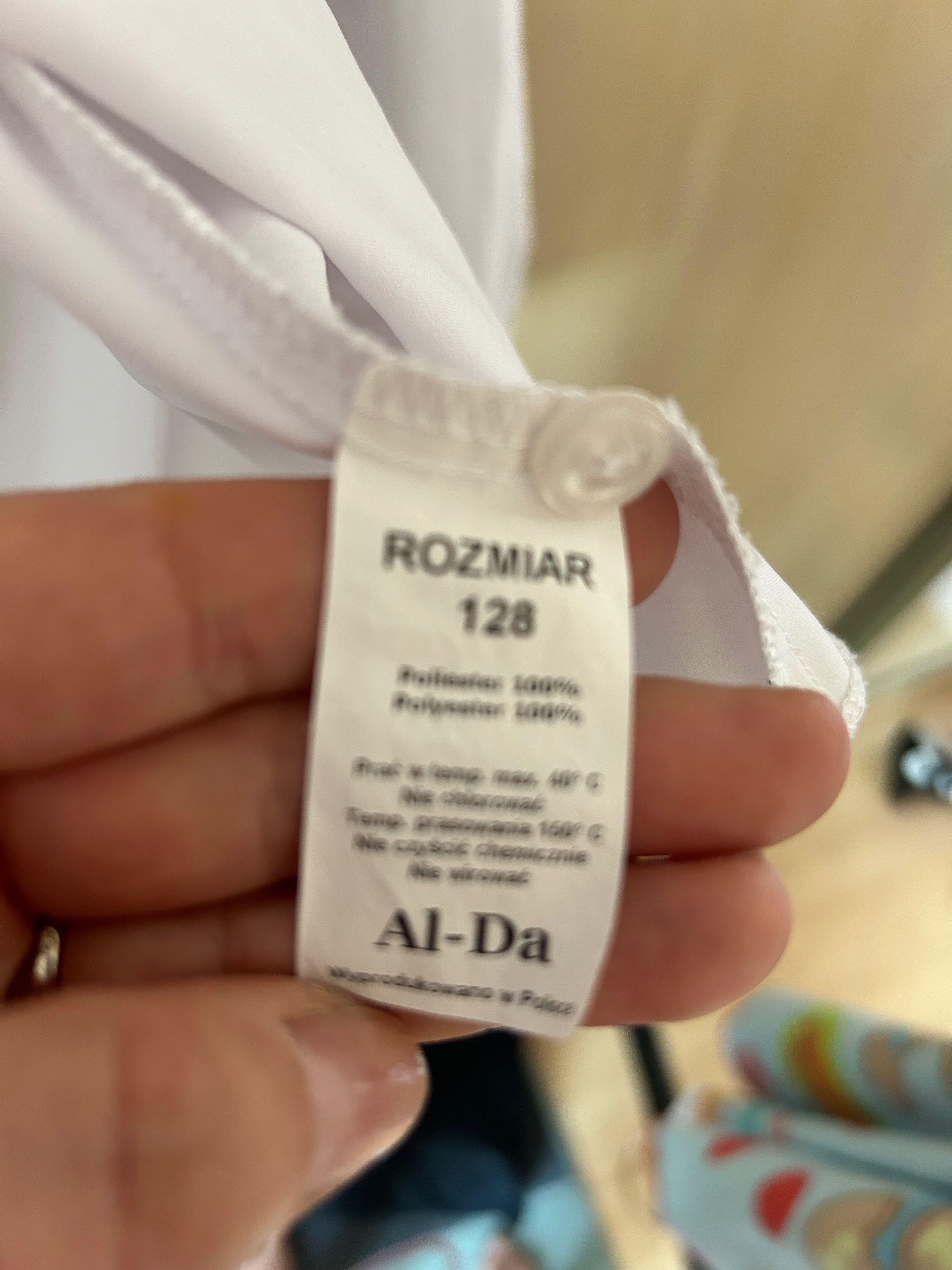 Biała koszula dziewczynka 128