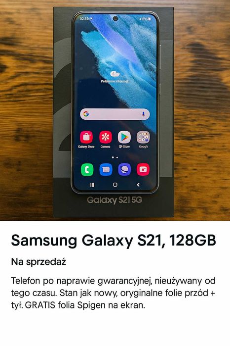 Samsung Galaxy S21 5G 128GB Phantom Gray | Jak nowy + folia Spigen