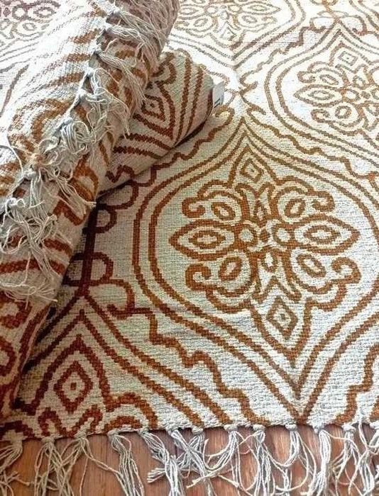 Duży dywan 180x120 boho pod choinkę z frędzlami dywanik mata prezent