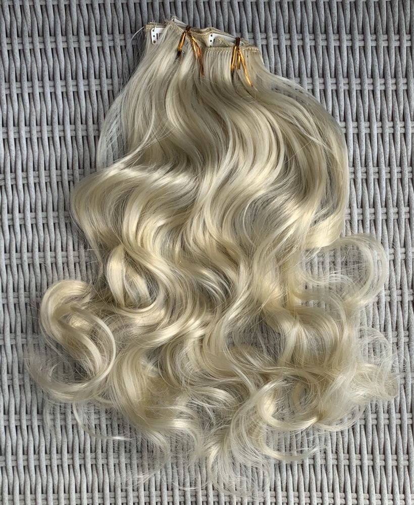 Włosy doczepiane, bardzo jasny blond, 16 klipsów, clip in ( 186 )