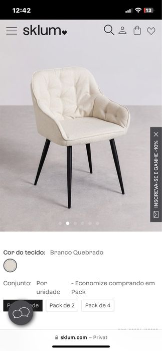 Cadeiras (4x) bege Sklum + Mesa Laneberg Ikea branca extensivél