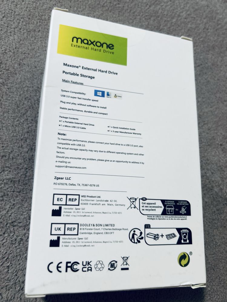 Зовнішній жорсткий диск Maxone 2.5 In 500GB HDD