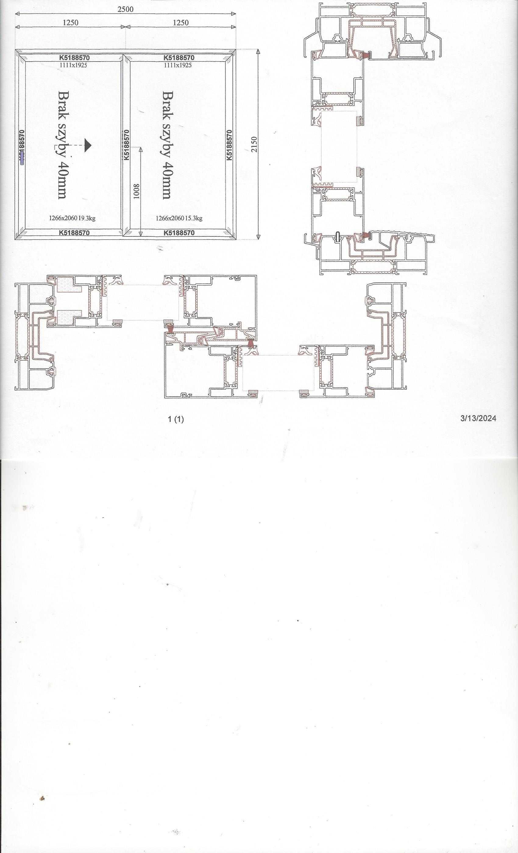 drzwi przesuwne wymiar 2500 x 2200