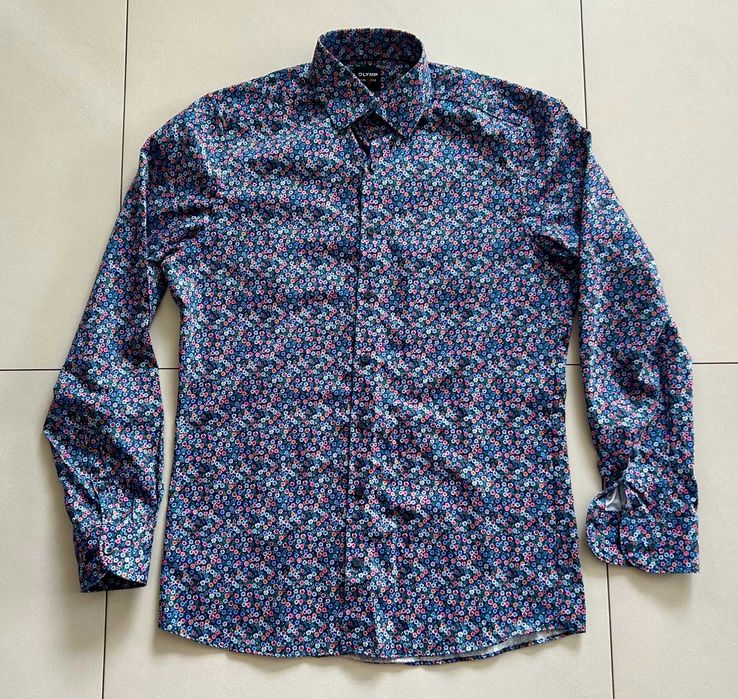 Koszula męska M Slim FIT 39 kwiaty