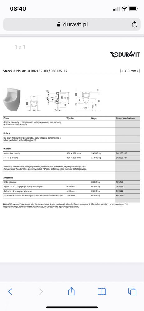 Pisuar duravit starck 3