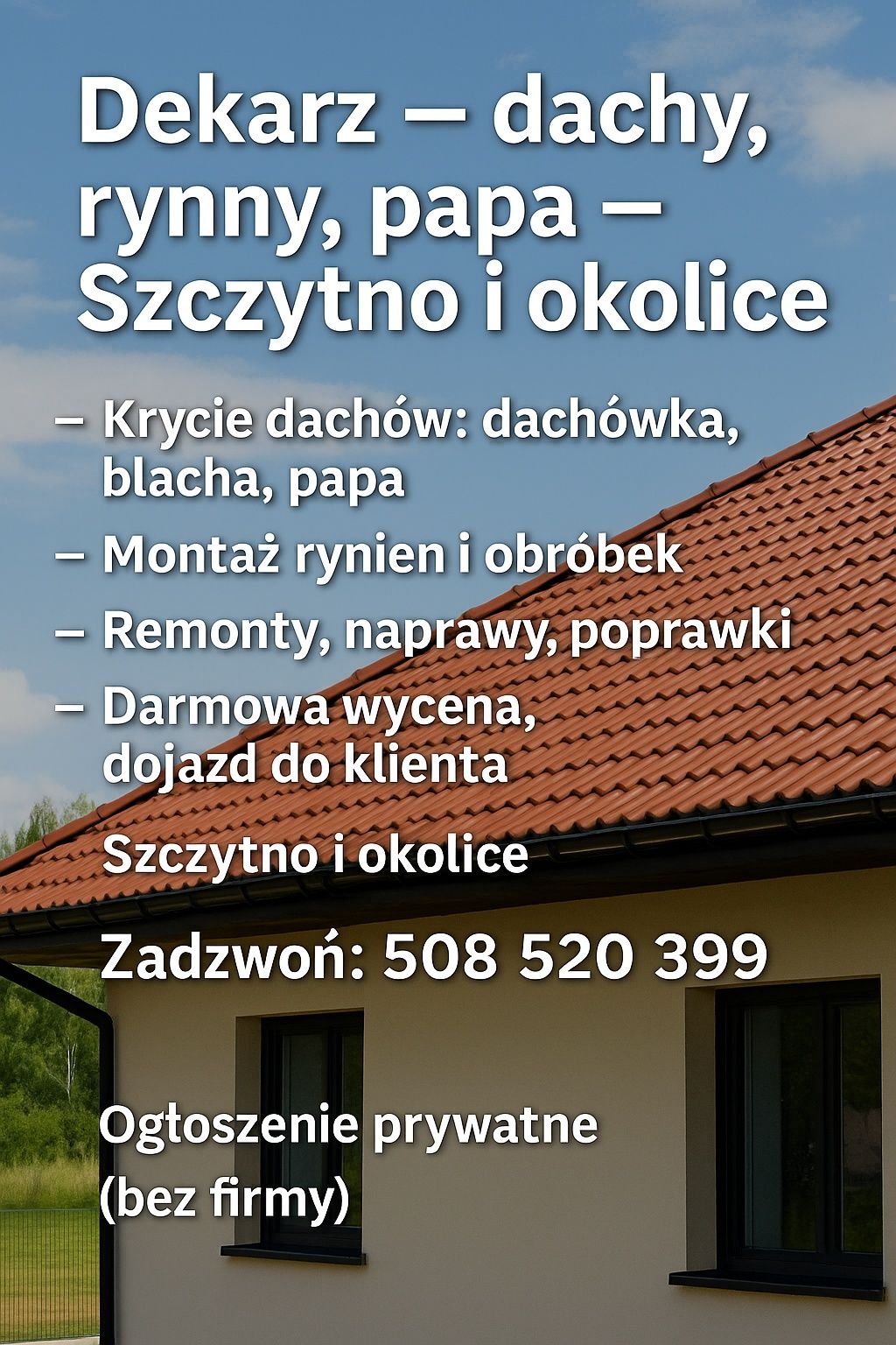 Dekarz – dachy, rynny, papa – Szczytno i okolice