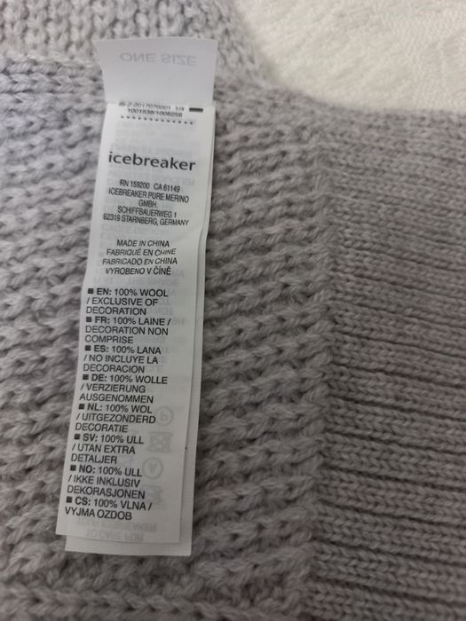 Icebreaker waypoint шерстяной оригинальный шарф 185 см х 20 см