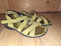 Sandały skórzane zielonkawe roz 37 na szerszą stopę