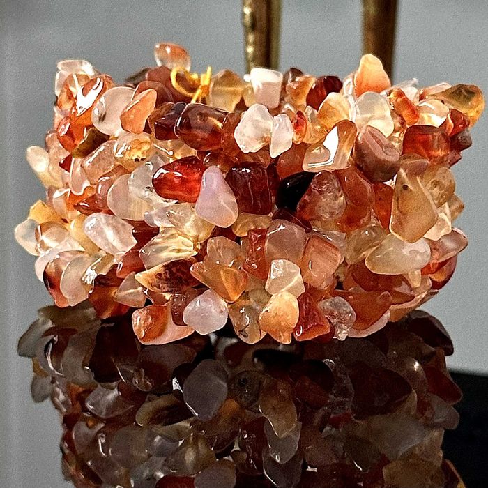 Szeroka bransoletka z naturalnym Karneolem z lat 70-tych z Londynu