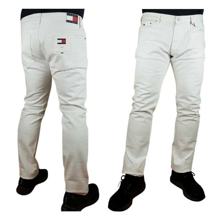 Męskie jeansy Tommy Jeans Scanton -Slim białe nowe Hilfiger - W38/L34