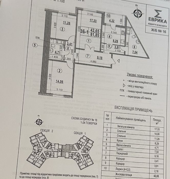 Продам свою 3 квартиру в жк Еврика 16 д.