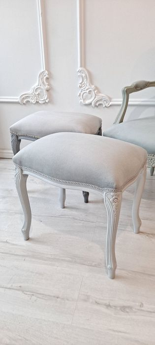 Stylowa pufa podnóżek stołek popiel Ludwik Ludwikowski Shabby Chic