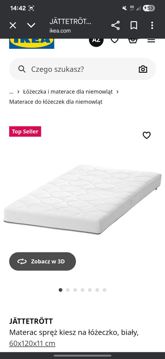 Łóżeczko dziecięce IKEA Sundvik z materacem + barierka ochronna – 650