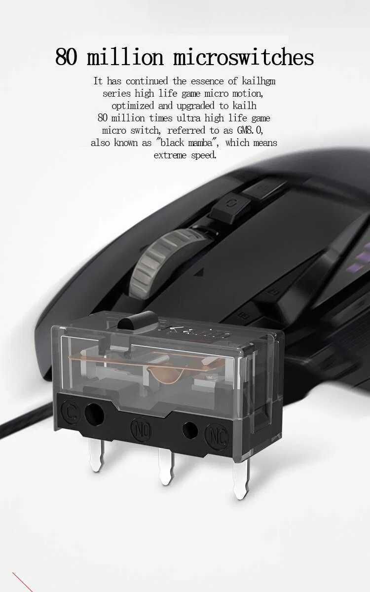 Kailh GM 8.0 Black - 2шт Кнопки для мышки, микропереключатели, микрики