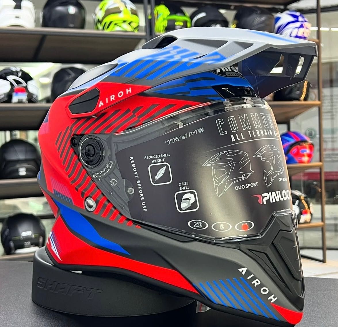Capacete (NOVO) Airoh Commander Verm/azul Matt.40% DESCONTO.Em S e XS