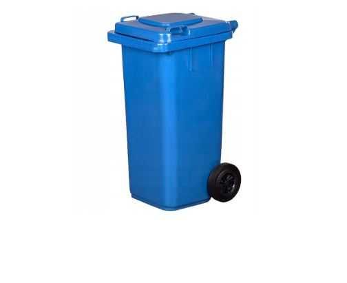 Pojemnik na odpady 120L niebieski z kółkami i pokrywą – na papier