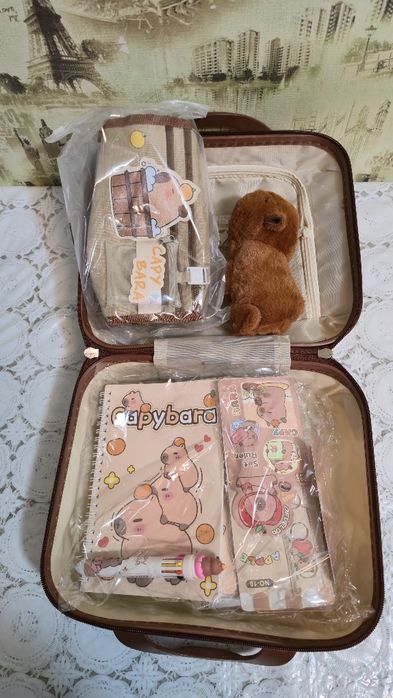 Набір канцелярії Capybara кейс з капібарою, блокноти, наліпки, ручки