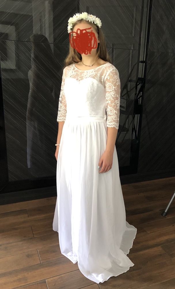Nowa suknia ślubna koronkowa szyfon skromna na cywilny ślub 38 M boho