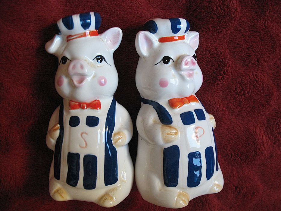 Sól i pieprz - Porcelana - świnki - 11 x 5 x 5 cm Rzadki okaz